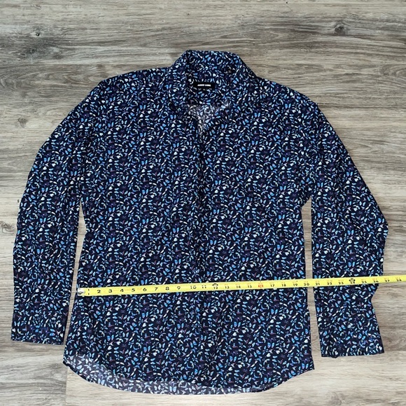 Men's Blue Patterned Shirt - Picture 4 of 6